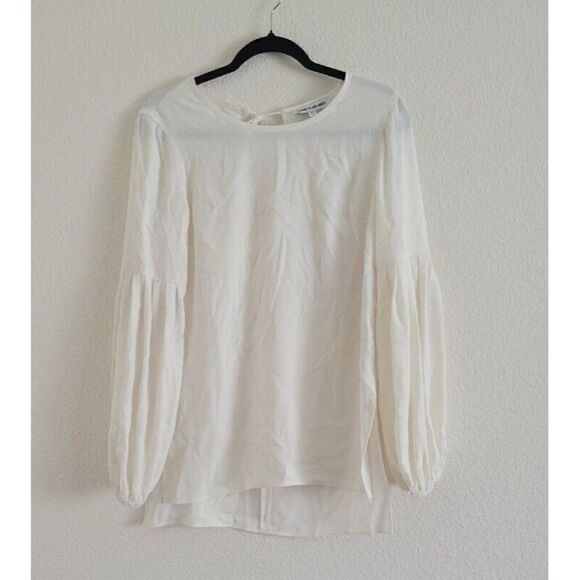 Elizabeth and James Harriet Pleated Long Balloon Sleeve Tie Neck Blouse XS - Picture 11 of 13